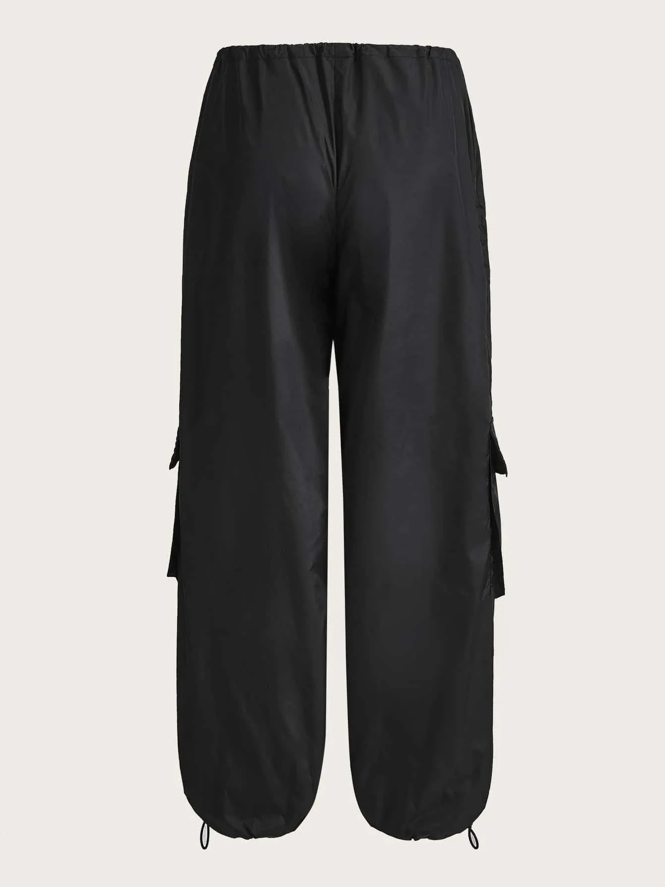 Contrast Piping Flap Pocket Cargo Parachute Pant