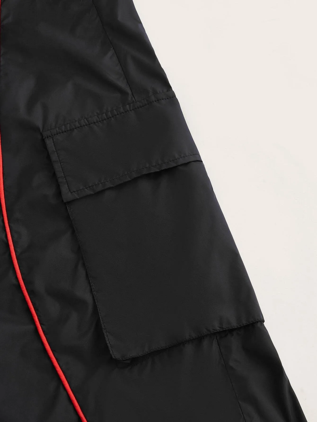 Contrast Piping Flap Pocket Cargo Parachute Pant