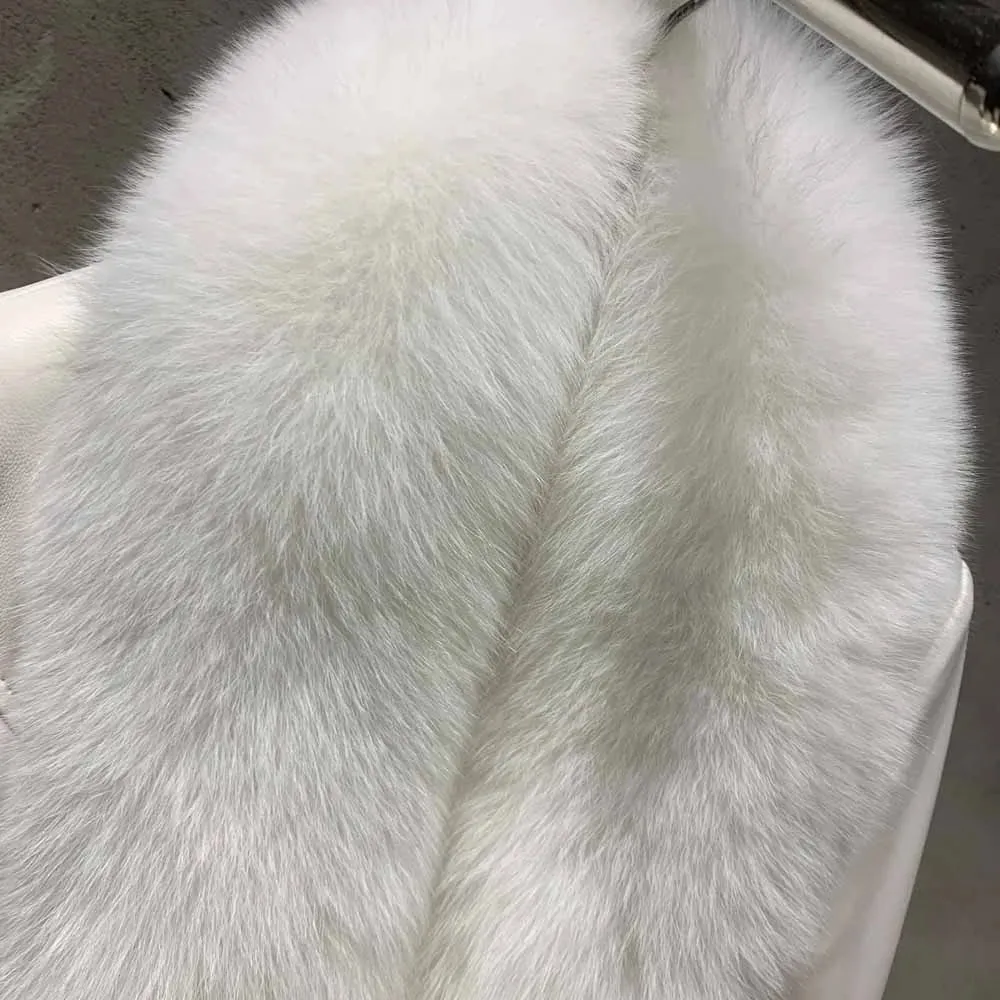 Couture Leather Coat with Fox Fur Trim