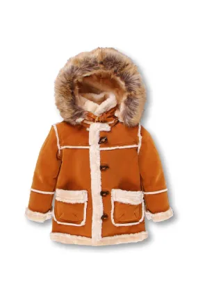 Dakoma-Kids Outerwear Mink Fur-Lined Coat W/Fur Hood-Timber