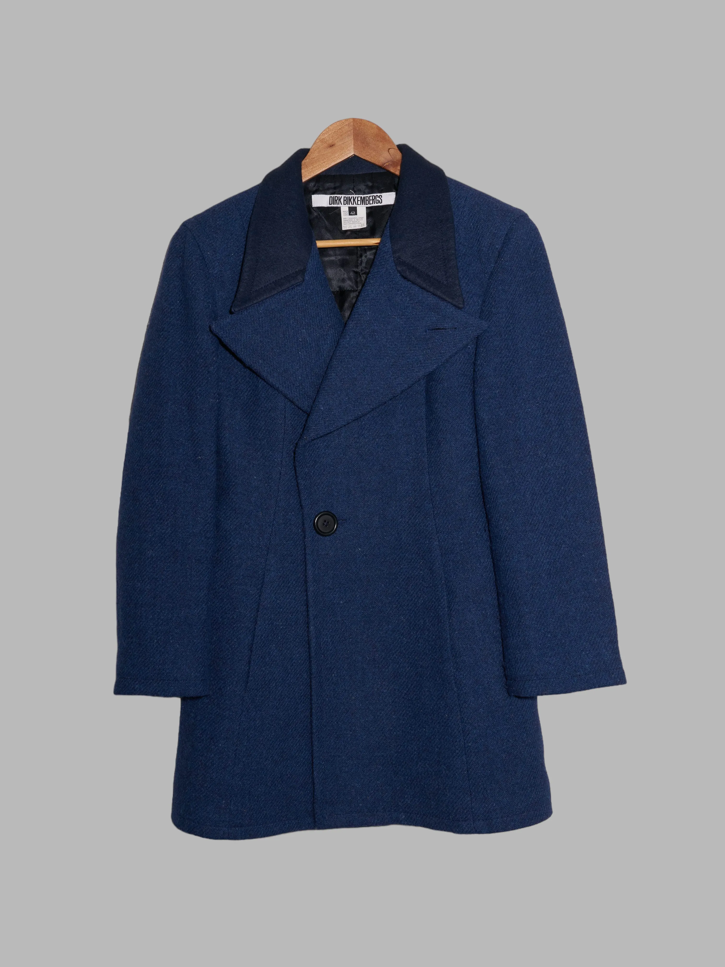 Dirk Bikkembergs 1990s blue wool tweed peak lapel short coat