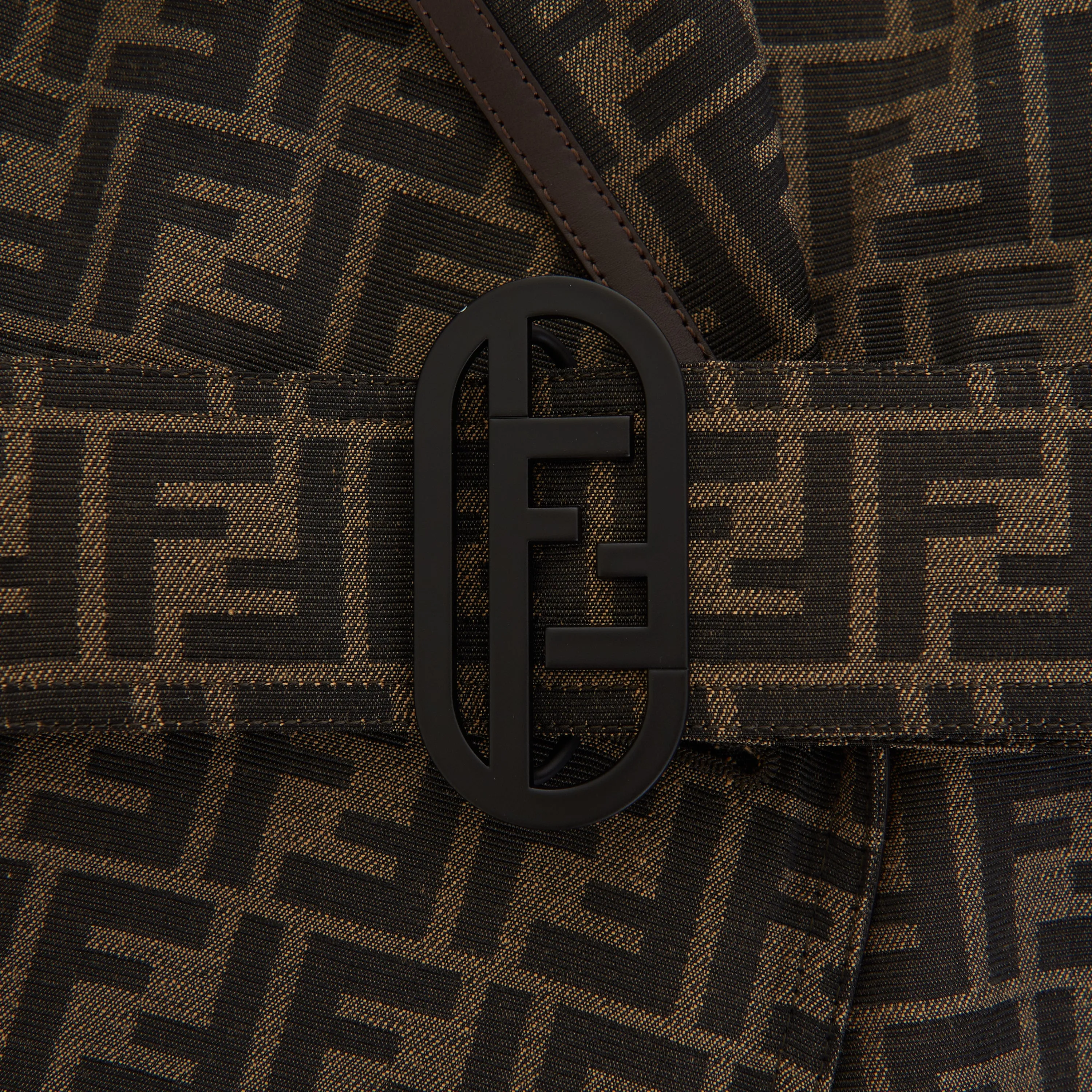 Double Breasted Trench Coat In Brown FF Jacquard Fabric