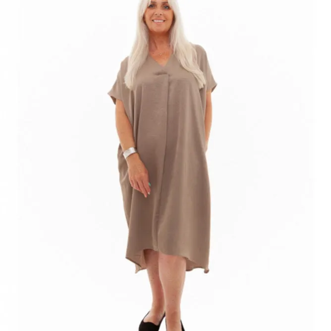 Dreams Textured Satin V-Neck Dress