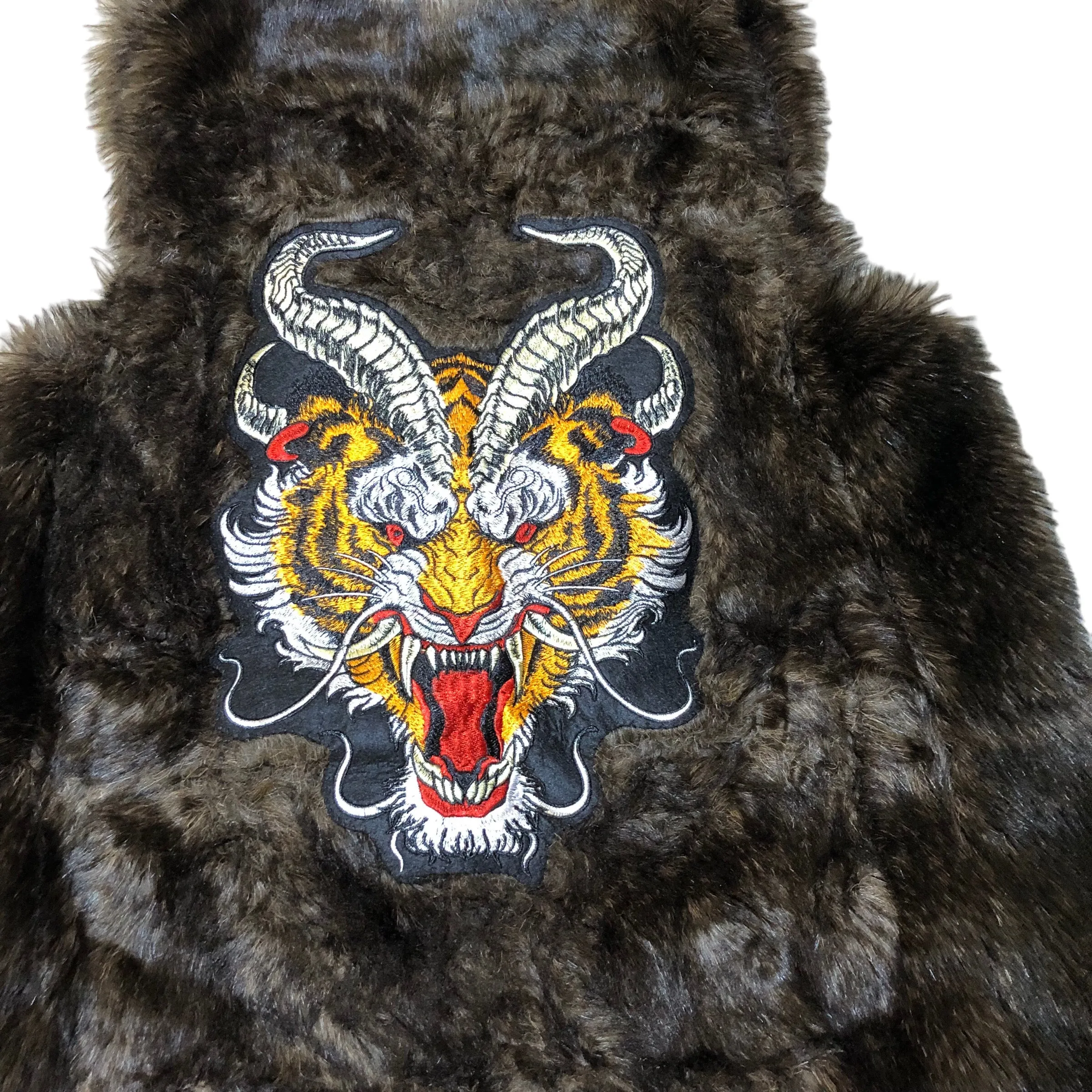 Embellished Tiger Dragon faux fur vest