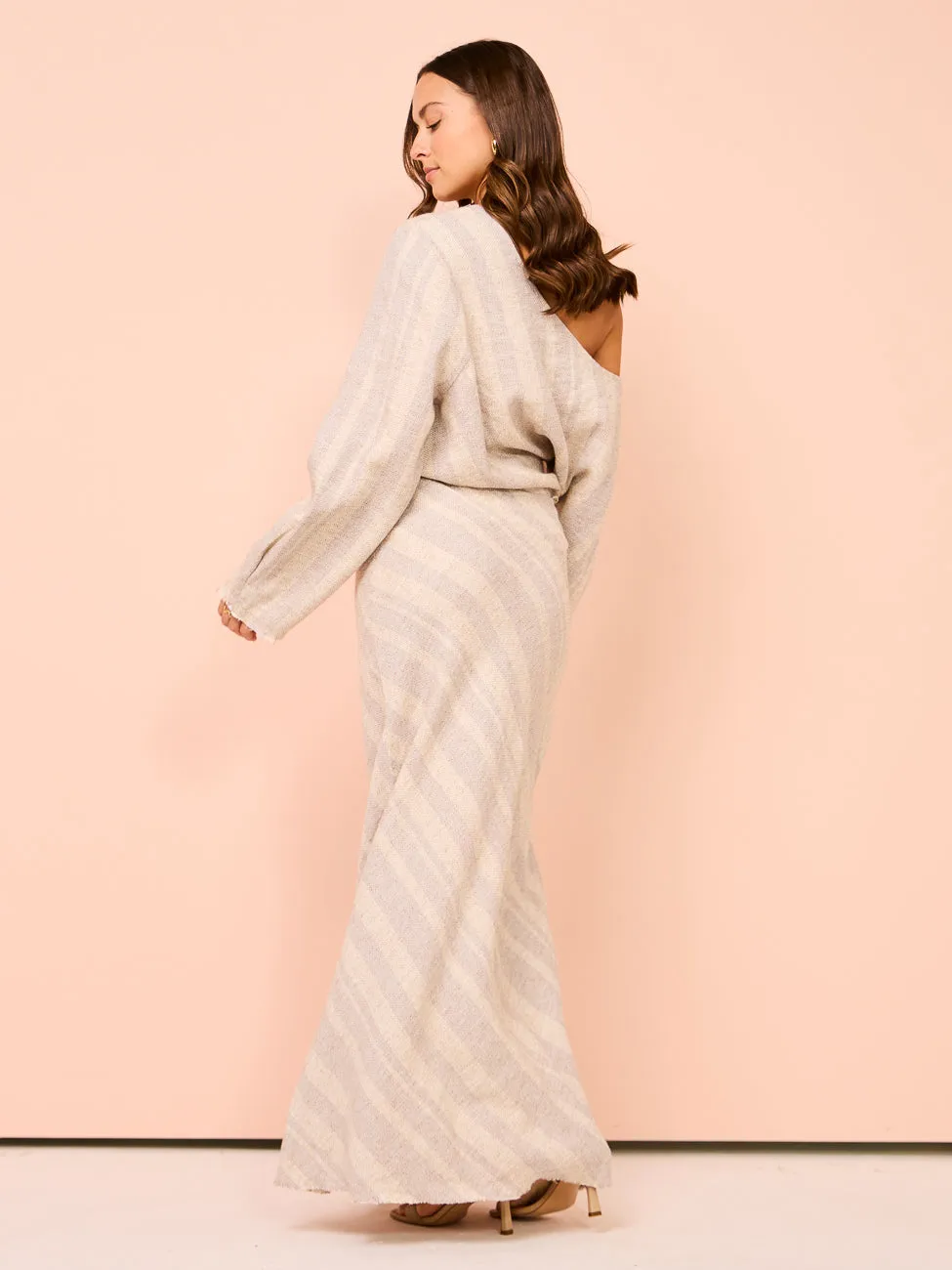 Faithfull The Brand Sao Paulo Skirt in Sand/Sky Blue Stripe