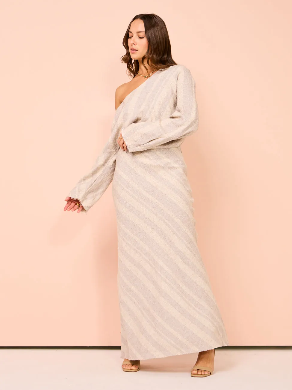 Faithfull The Brand Sao Paulo Skirt in Sand/Sky Blue Stripe