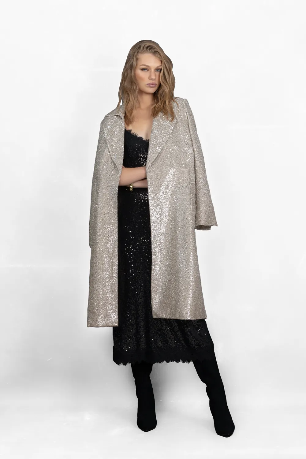 FAMOUS SEQUIN COAT - SOFT GOLD SPECKLE