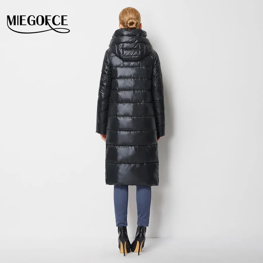 Fashionable Coat Jacket Women's Hooded Warm Parkas Bio Fluff Parka Coat Hight Quality Female MIEGOFCE New Winter Collection Hot