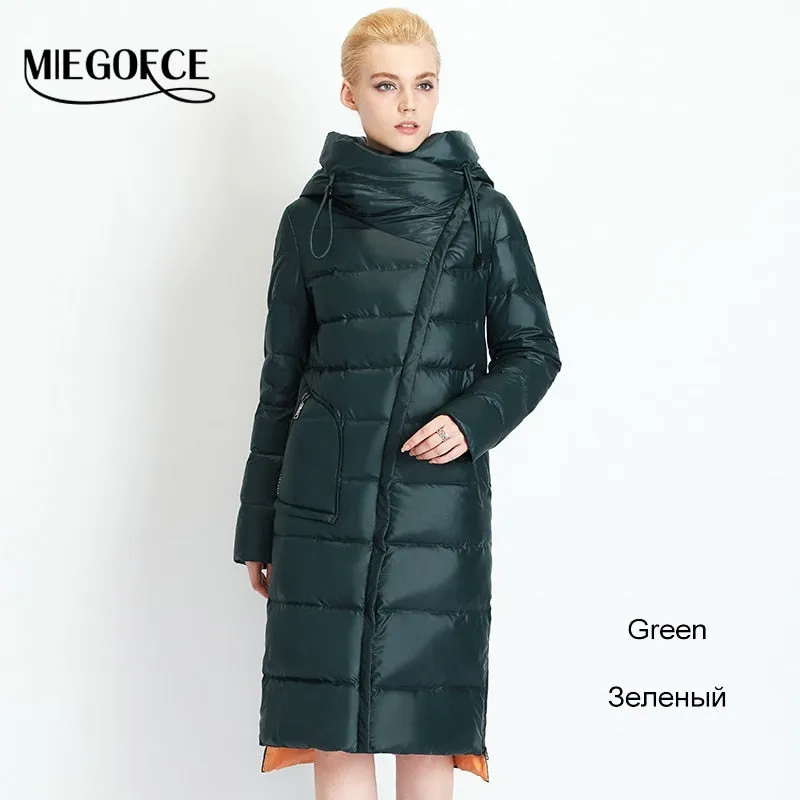 Fashionable Coat Jacket Women's Hooded Warm Parkas Bio Fluff Parka Coat Hight Quality Female MIEGOFCE New Winter Collection Hot