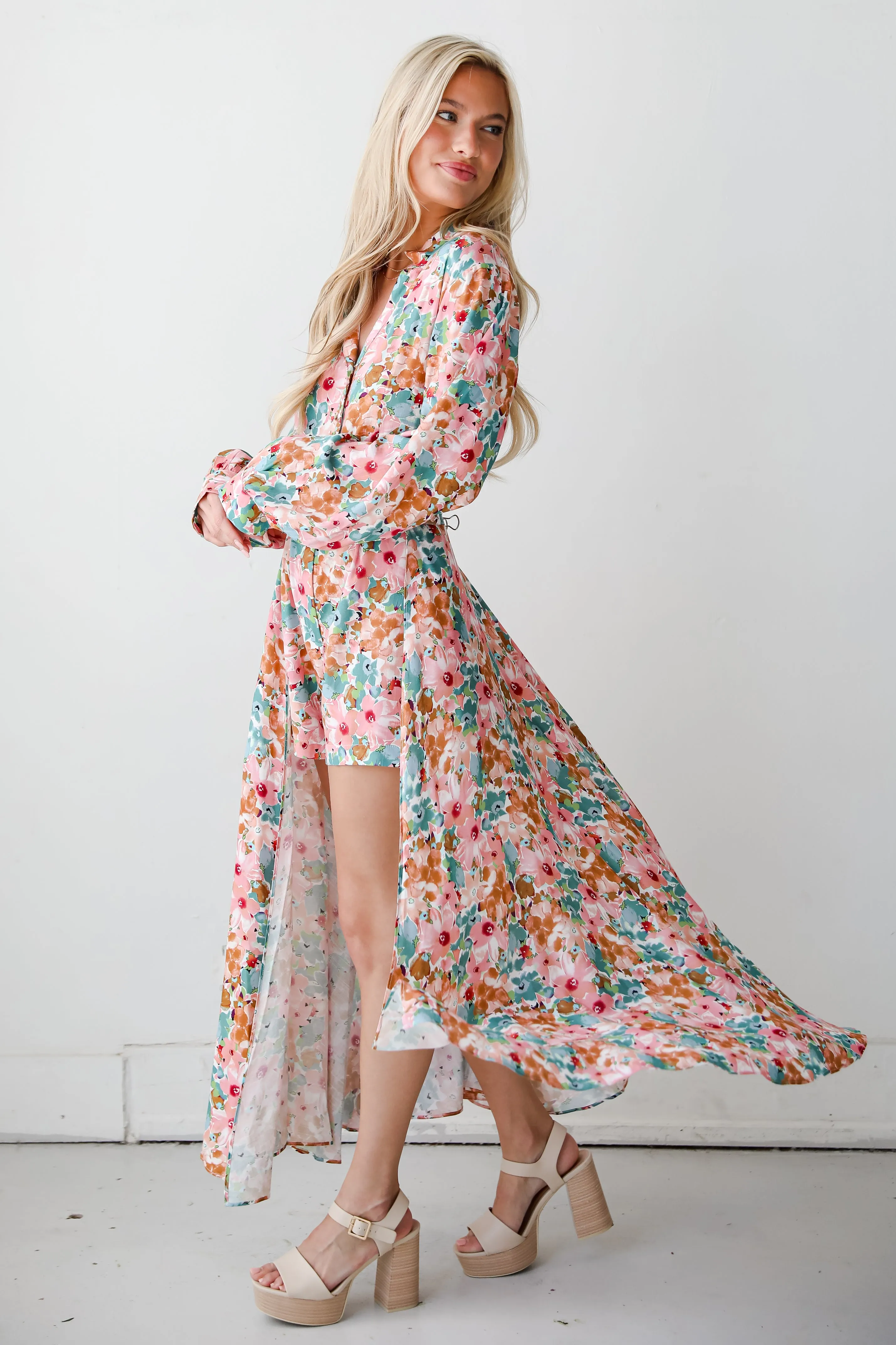 FINAL SALE - Most Beautiful Day Pink Floral Maxi Dress Romper