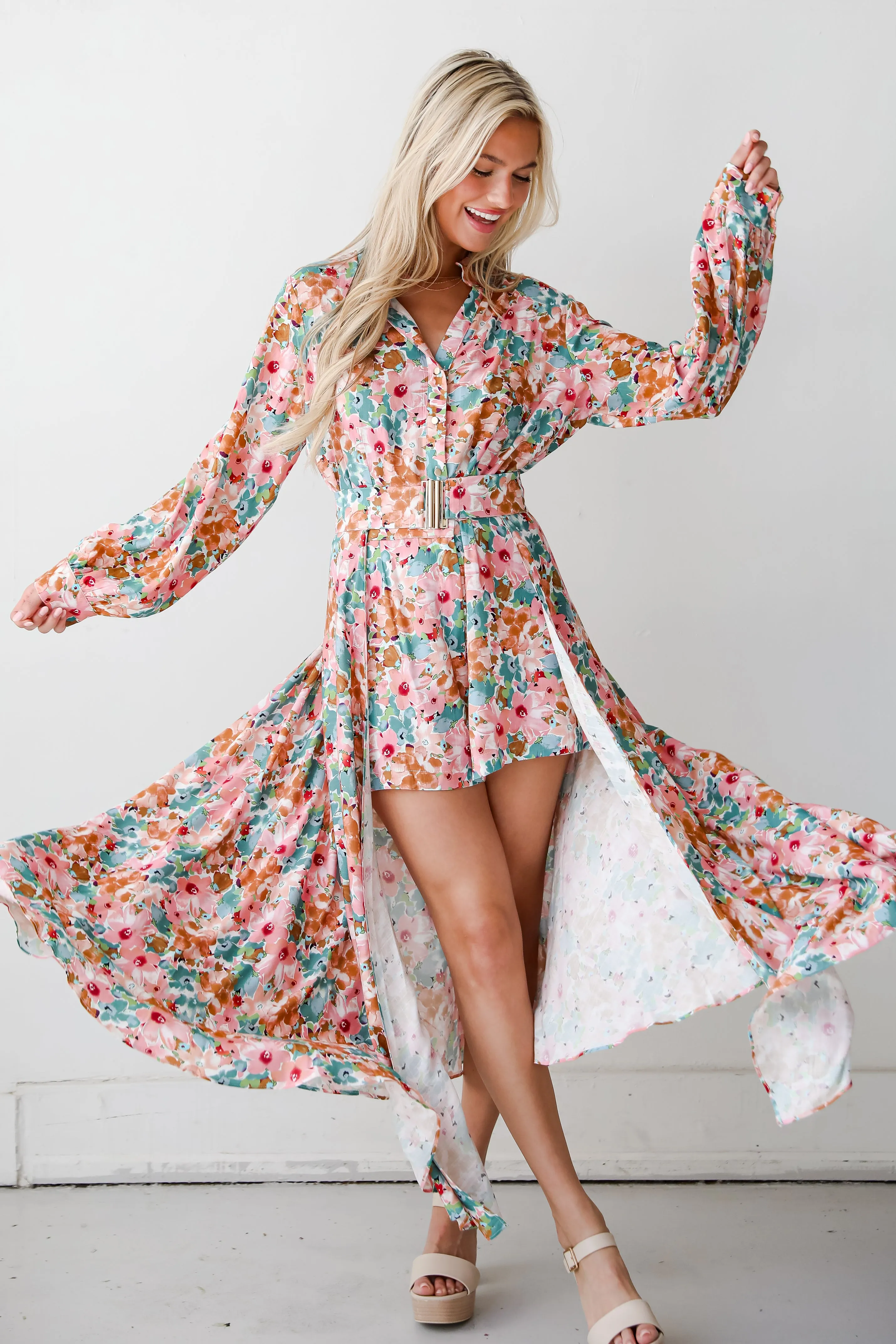 FINAL SALE - Most Beautiful Day Pink Floral Maxi Dress Romper