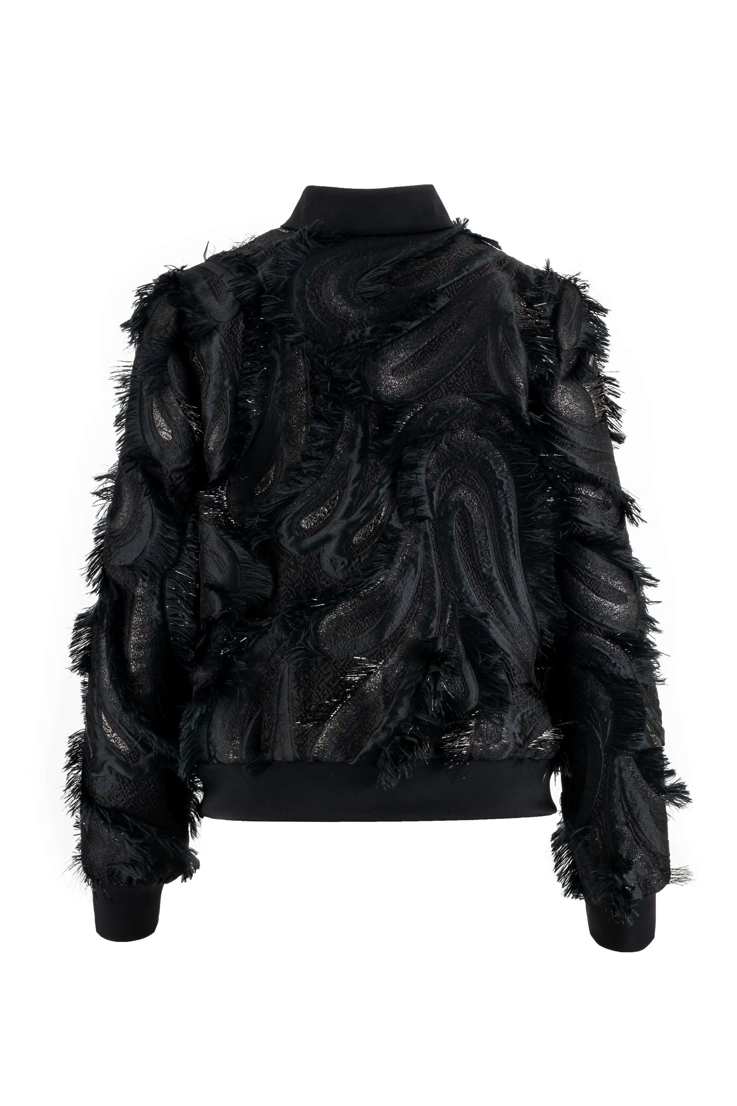 GRACILARIA BLACK JACQUARD BOMBER JACKET