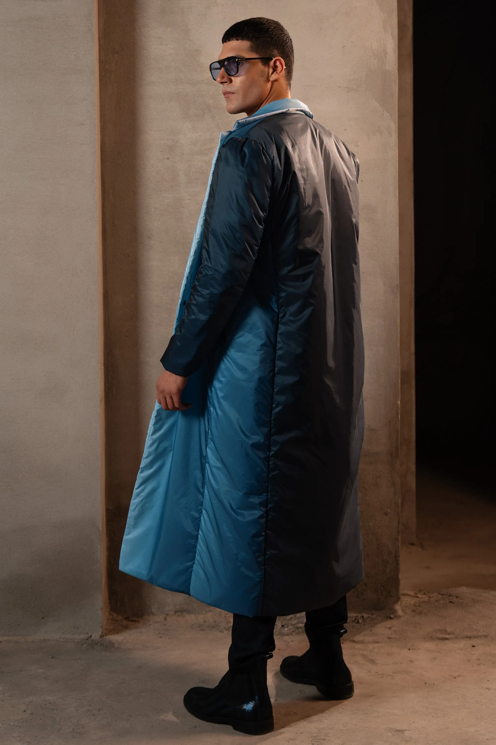 Gradient Blue Parka Long Coat