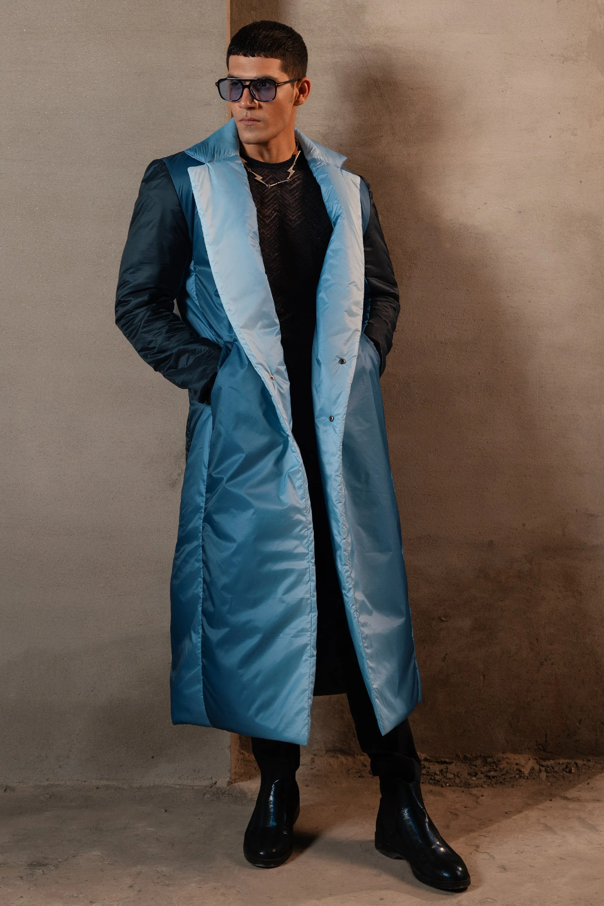 Gradient Blue Parka Long Coat