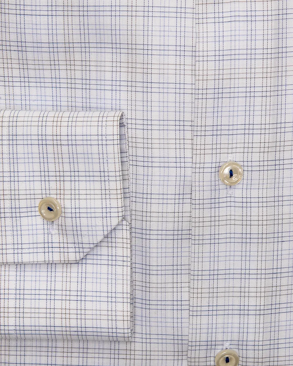 Grey and Blue Grid Check Dress Shirt