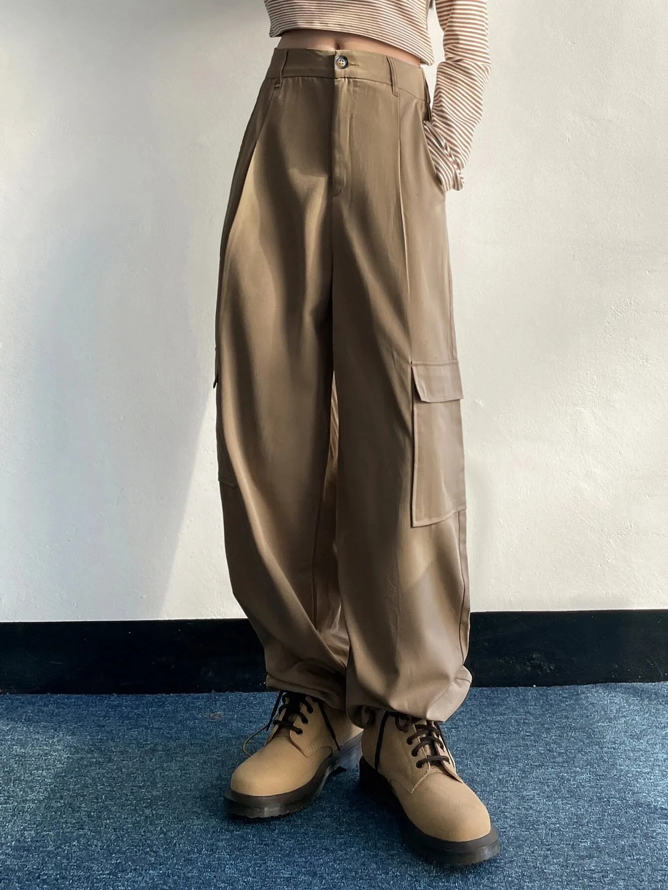 High Waist Drawstring Cargo Pant