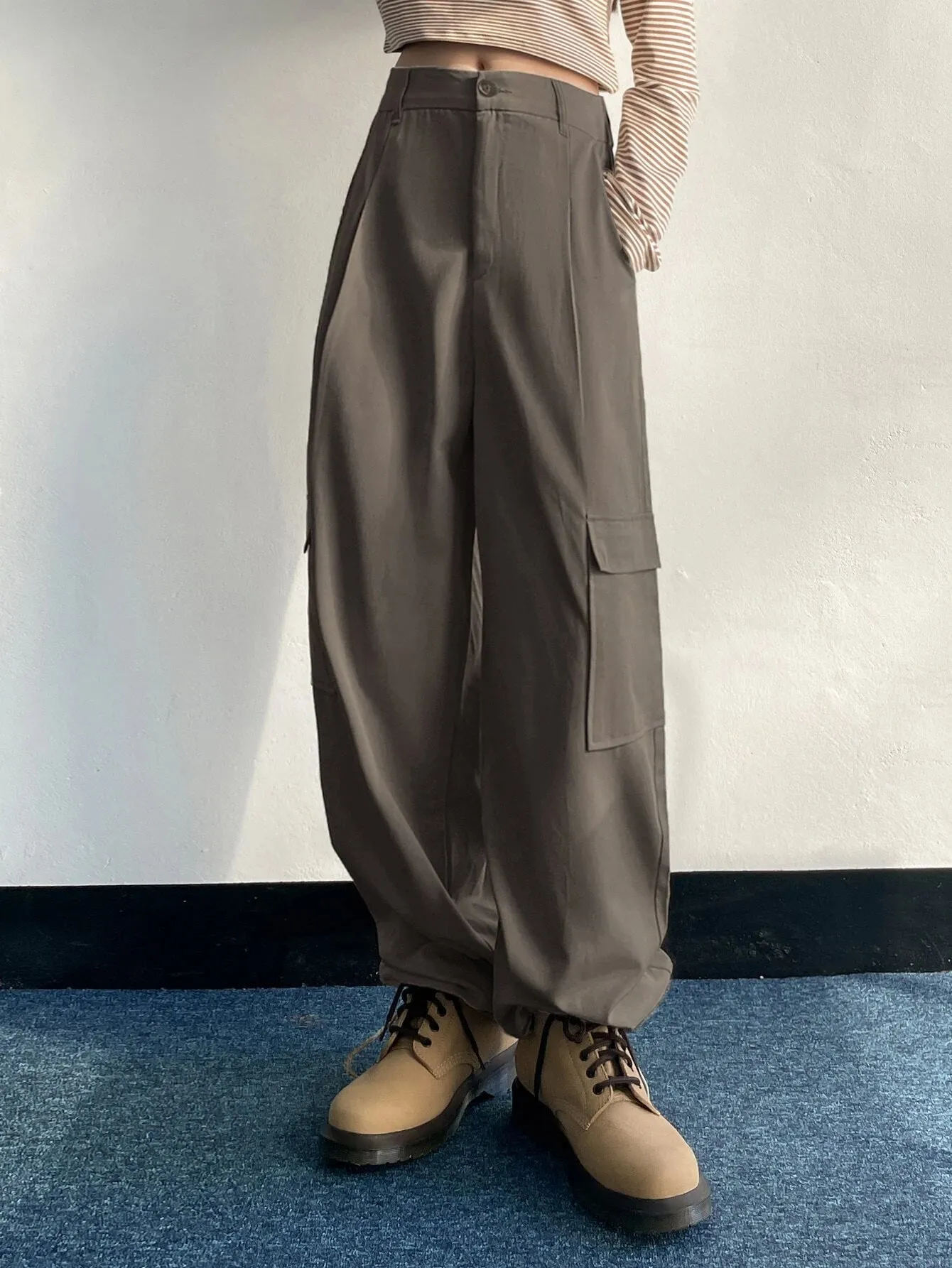 High Waist Drawstring Cargo Pant