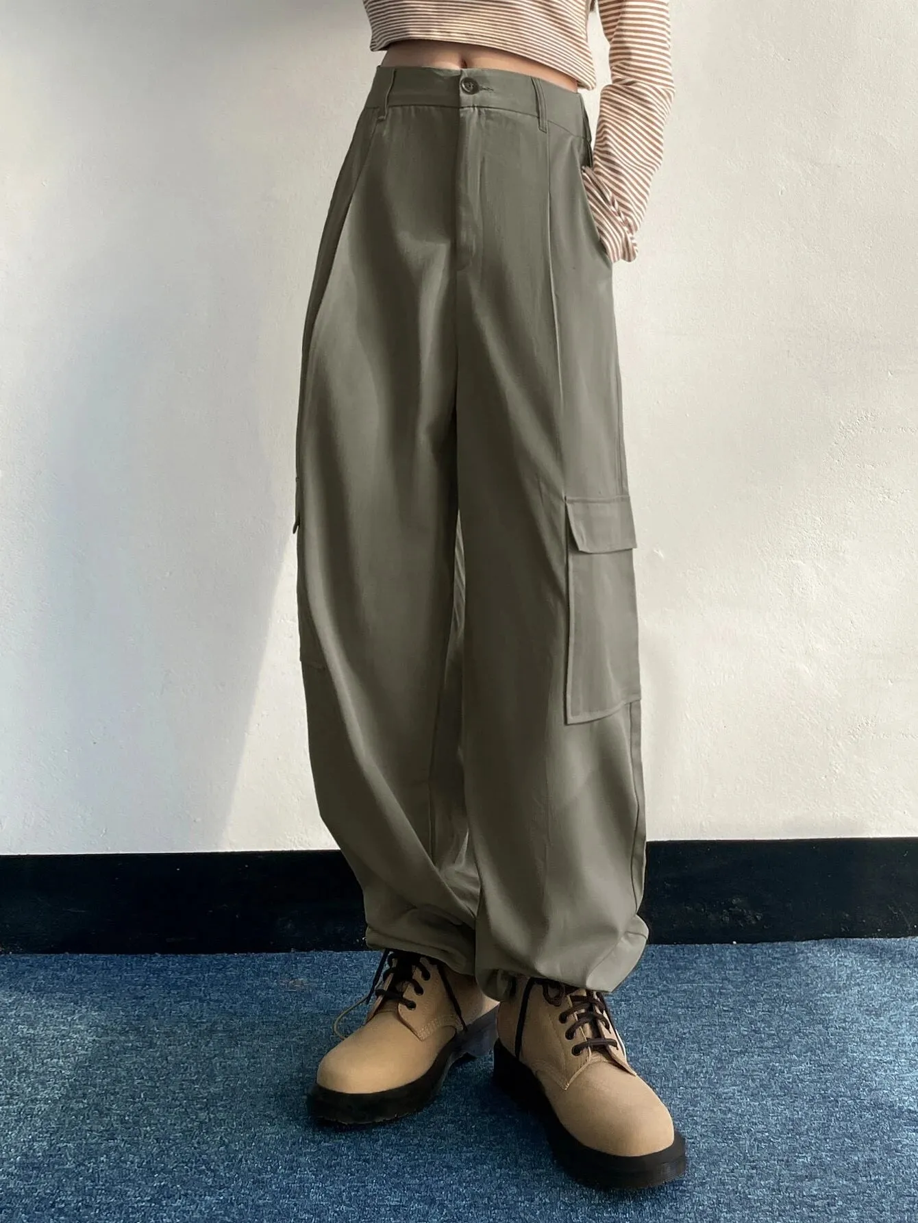 High Waist Drawstring Cargo Pant