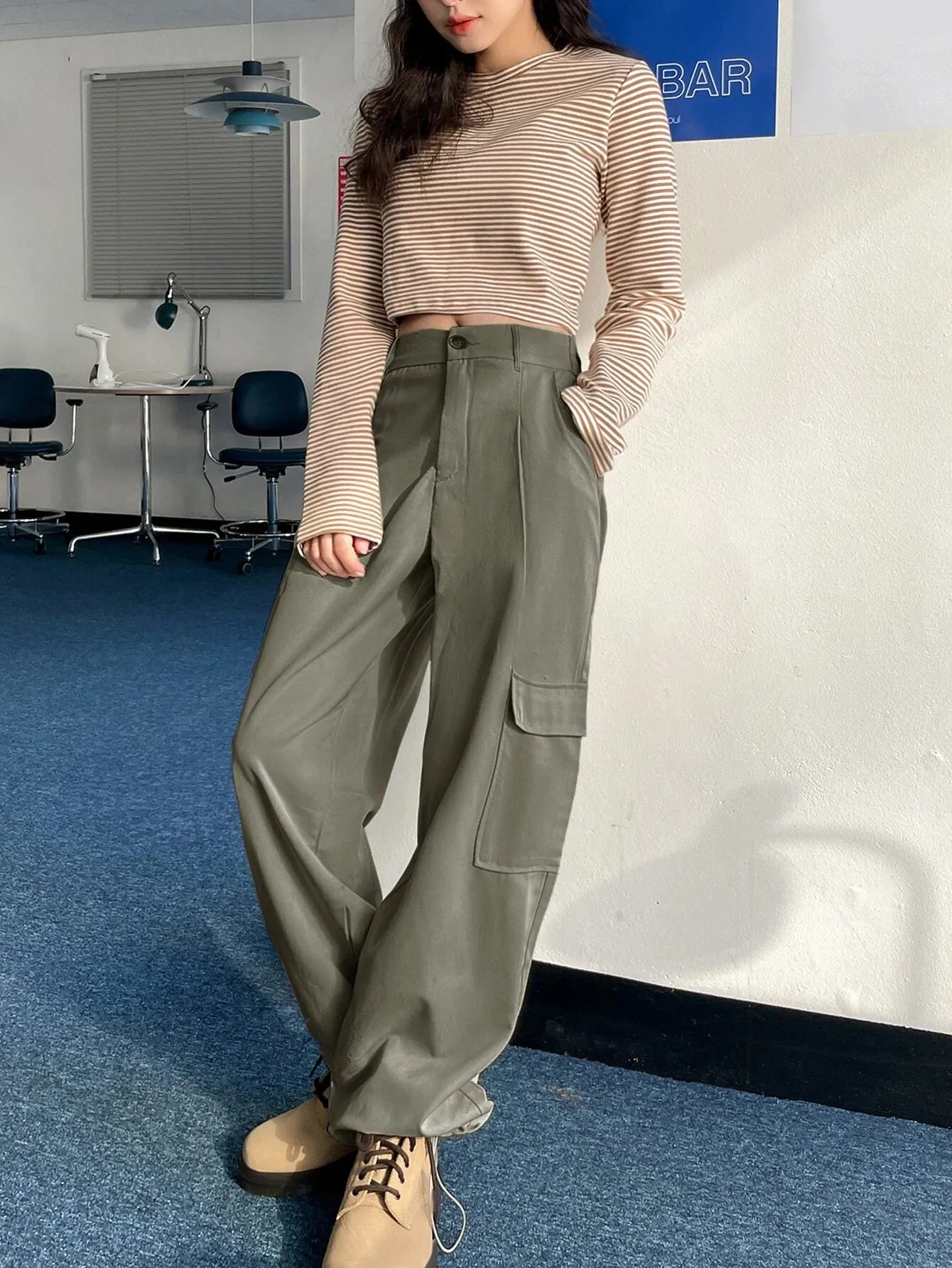 High Waist Drawstring Cargo Pant