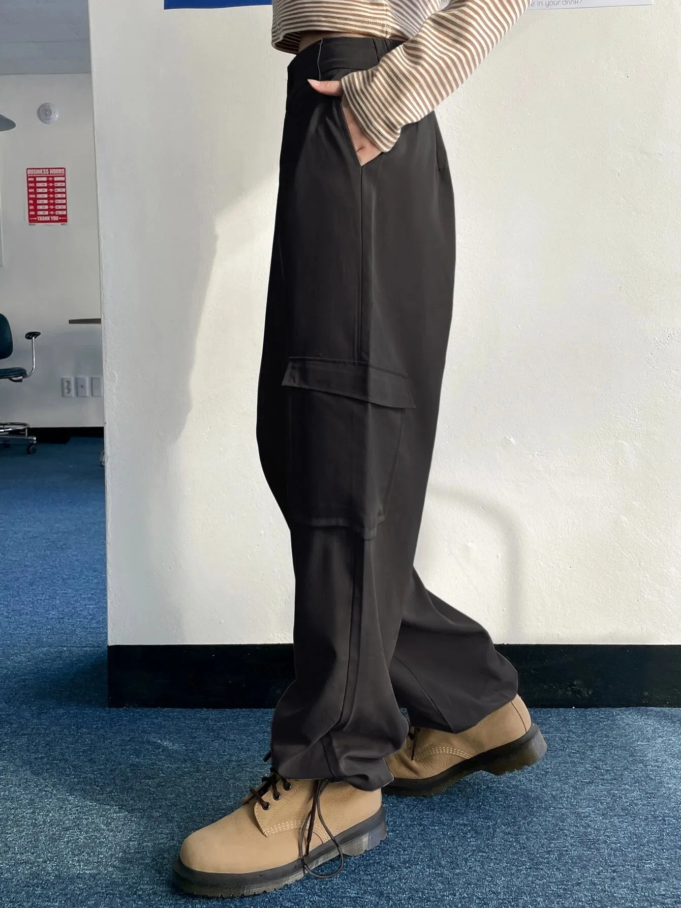 High Waist Drawstring Cargo Pant