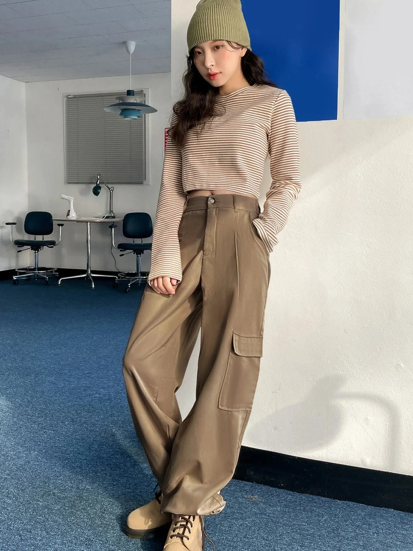 High Waist Drawstring Cargo Pant