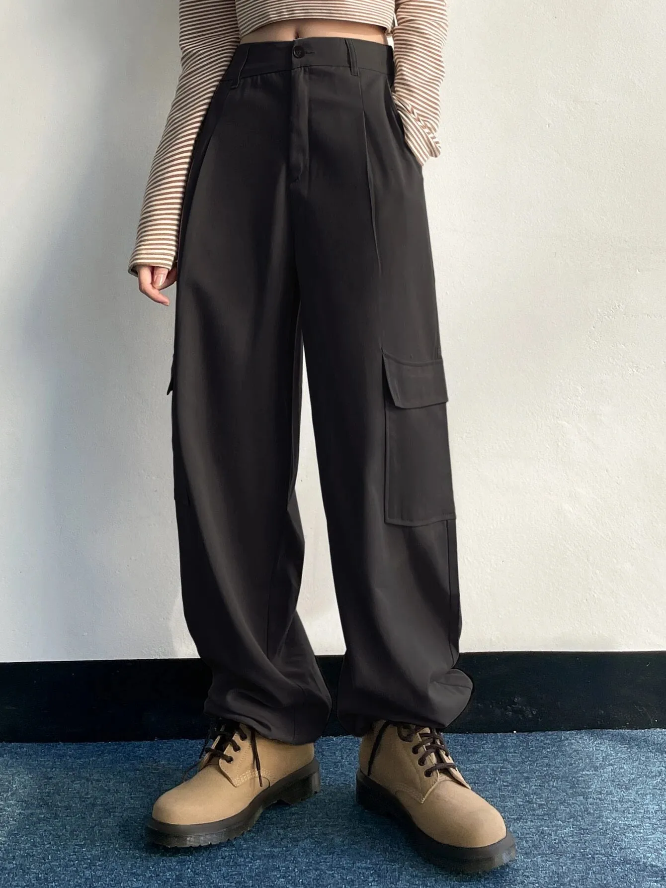 High Waist Drawstring Cargo Pant