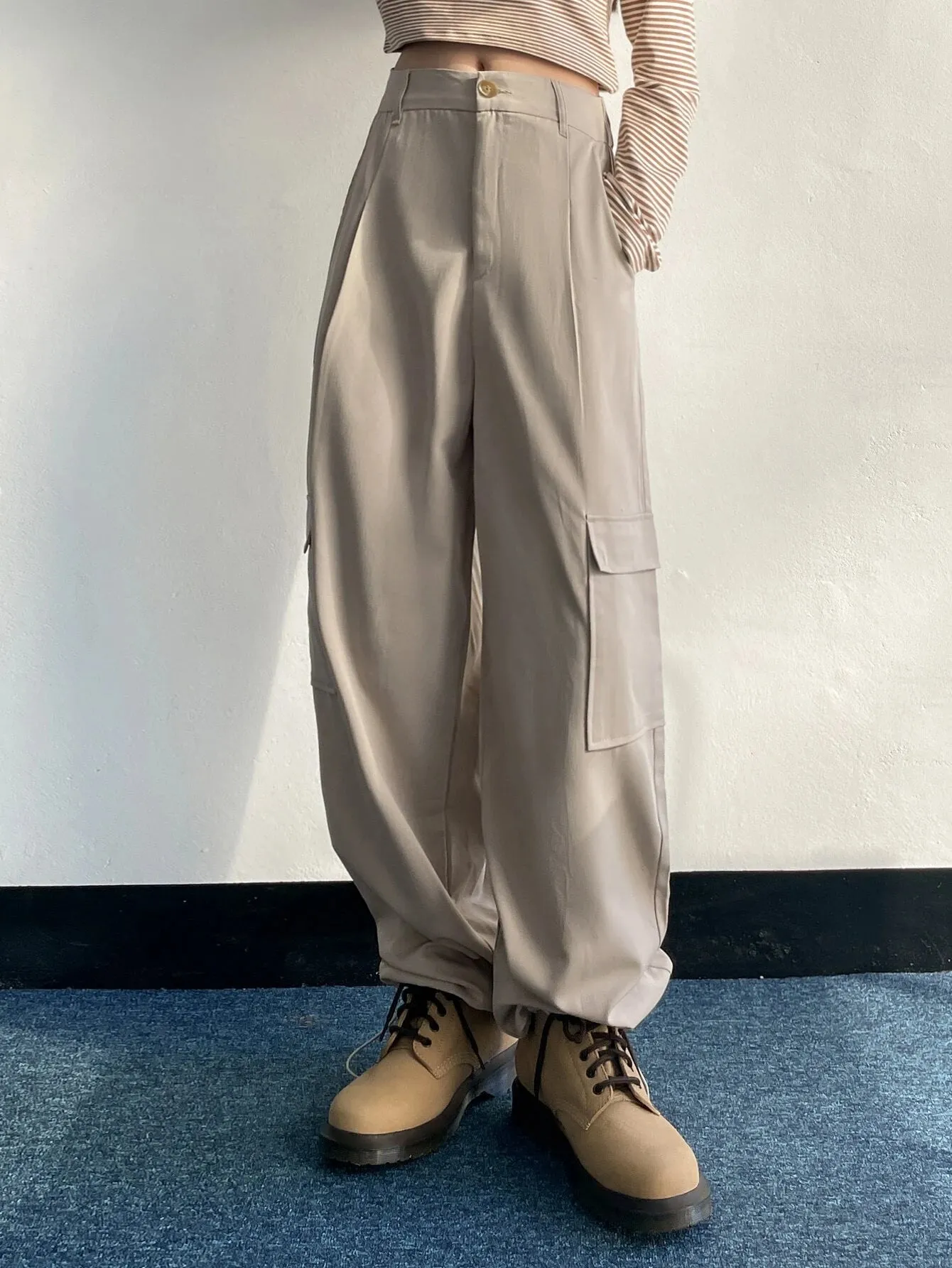 High Waist Drawstring Cargo Pant