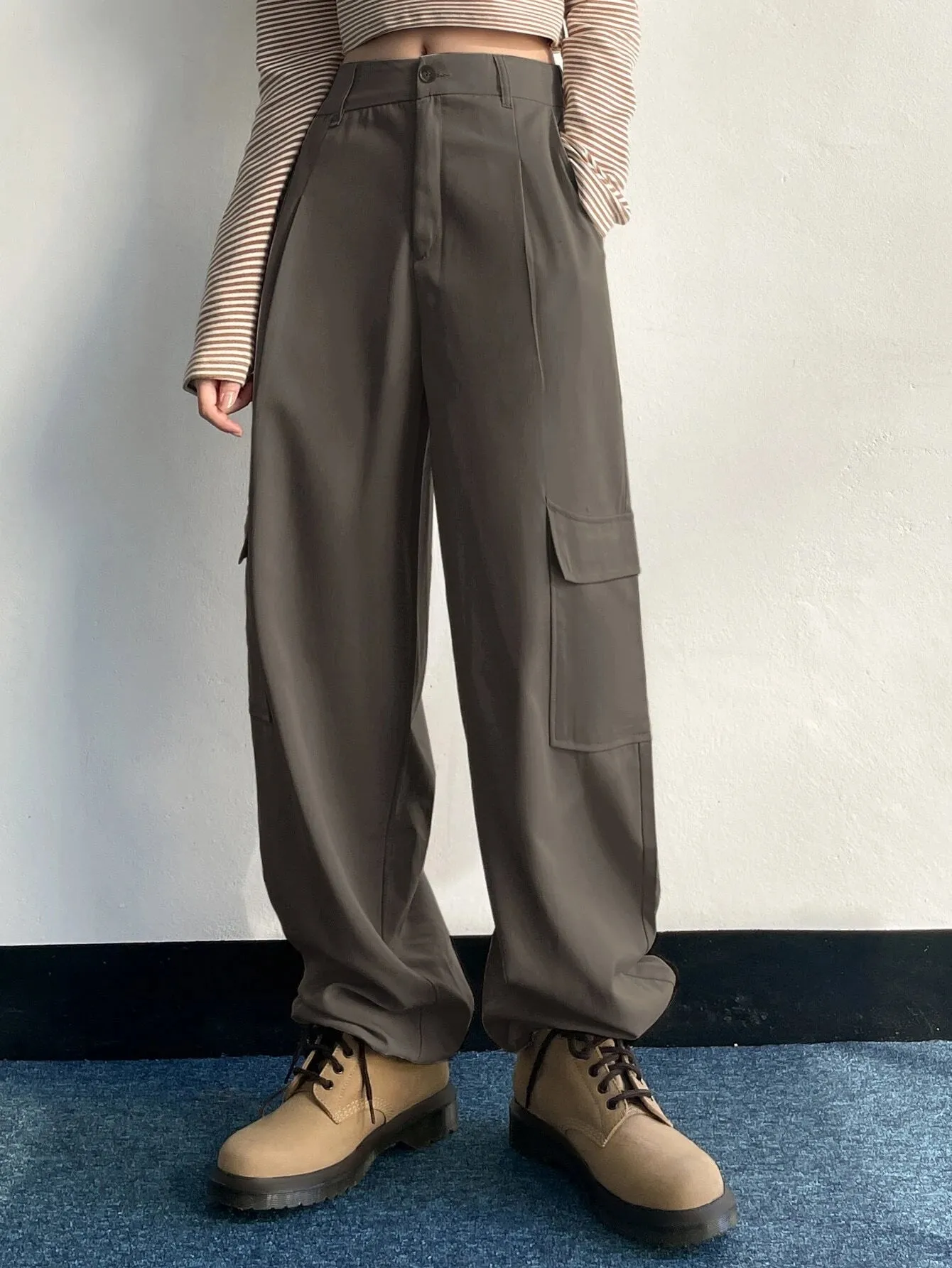 High Waist Drawstring Cargo Pant