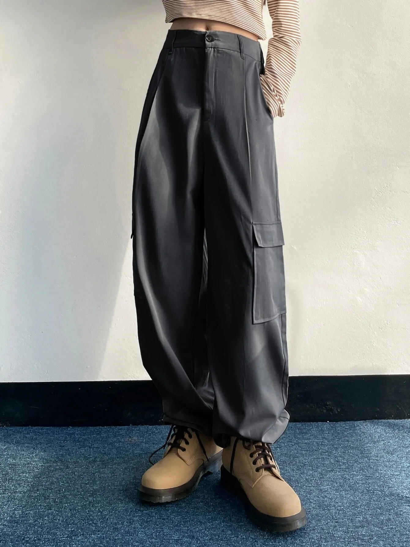 High Waist Drawstring Cargo Pant