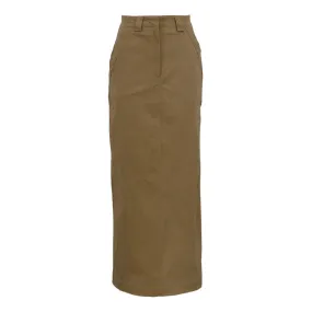 High Waist Khaki Maxi Skirt