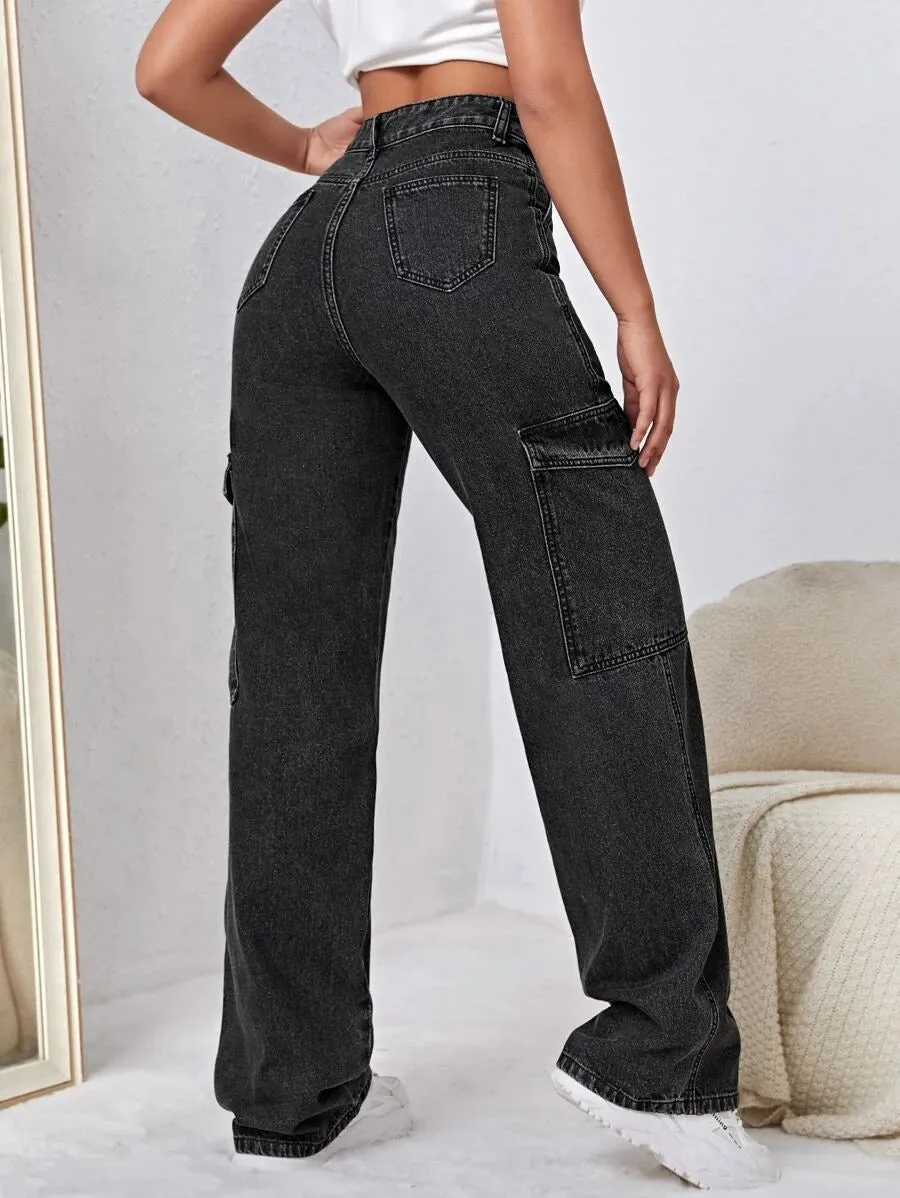 High Waist Side Pocket Jeans