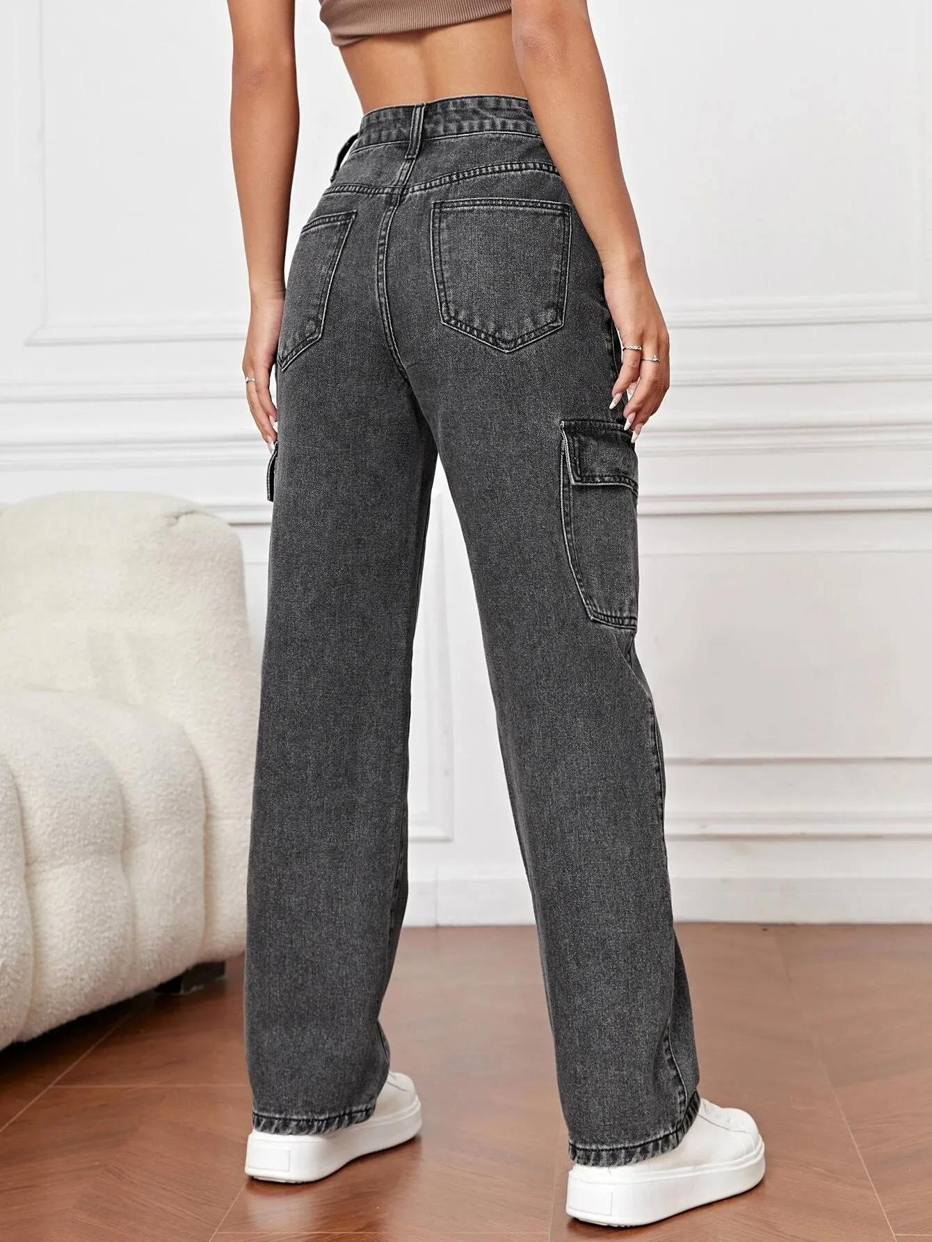 High Waist Straight Length Jeans