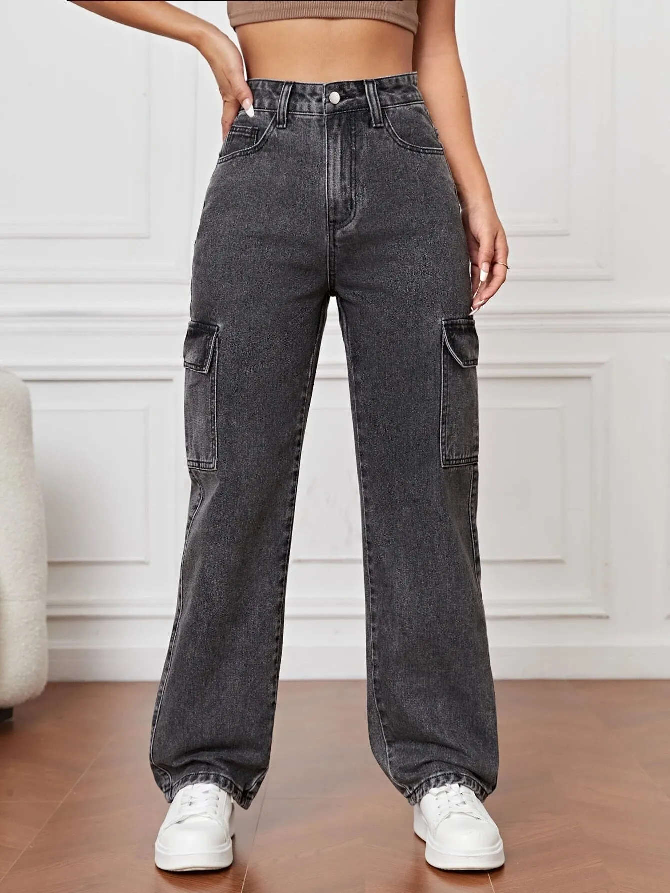 High Waist Straight Length Jeans