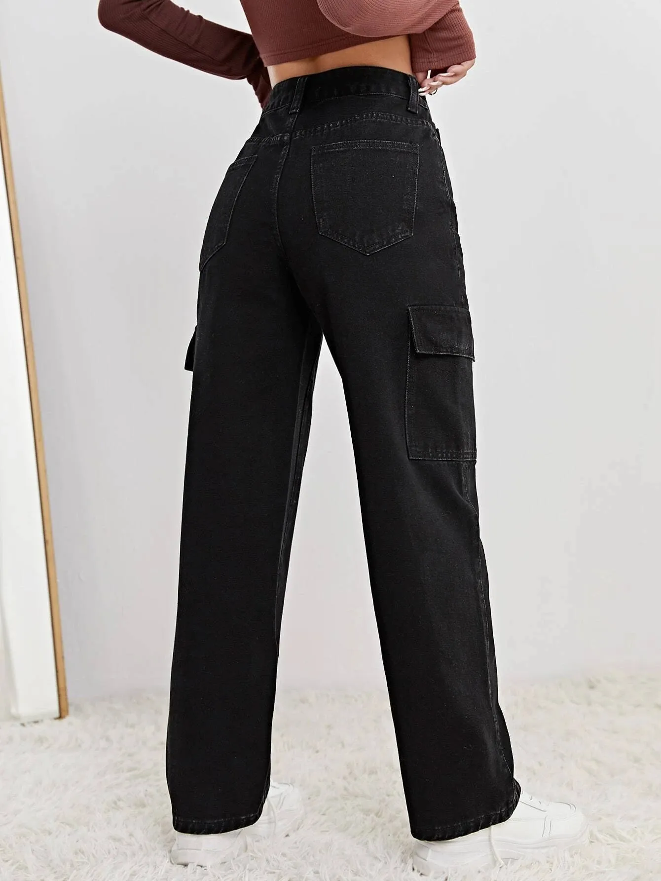 High Waist Straight Length Jeans