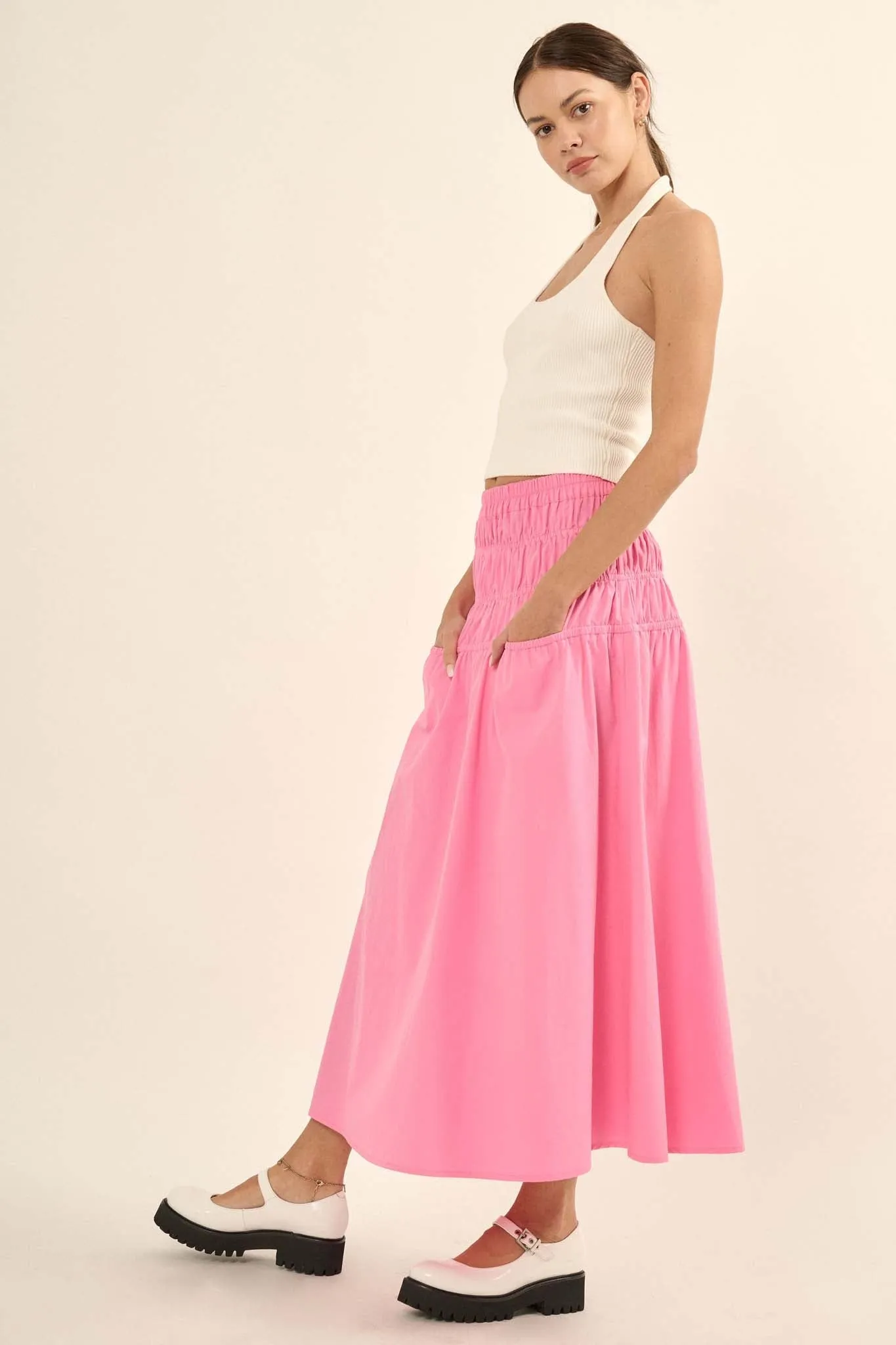 Honest to Goodness Gathered Pocket Maxi Skirt