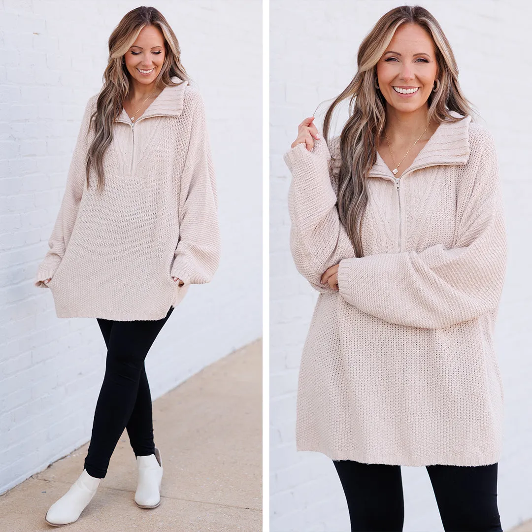 I Can't Wait Pullover, Taupe