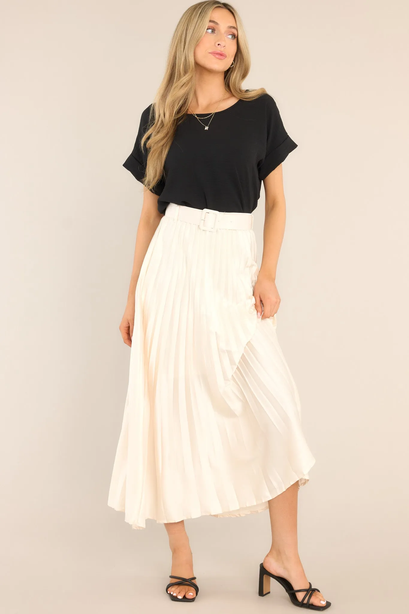 I Want Everything Ivory Pleated Maxi Skirt