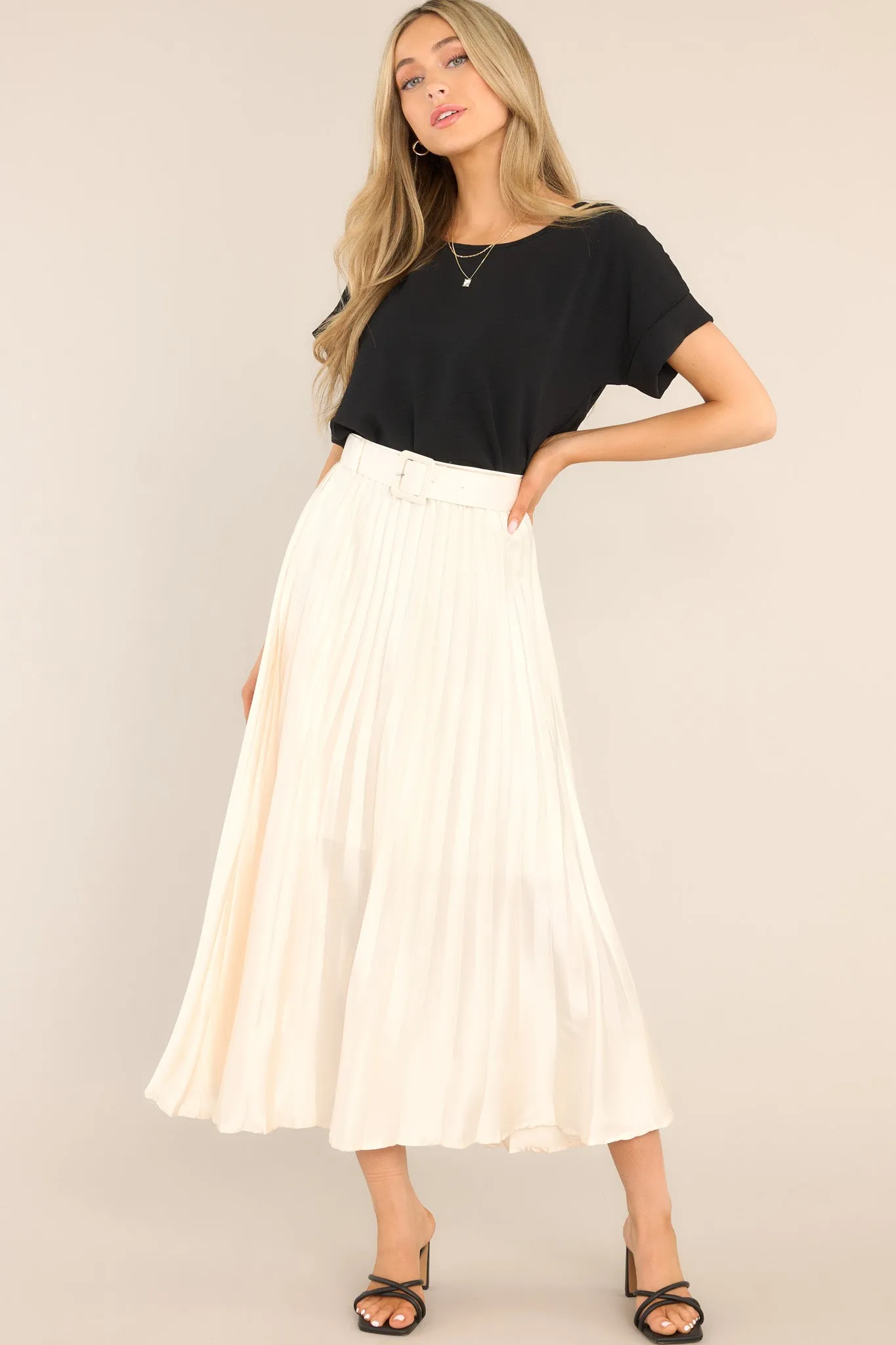 I Want Everything Ivory Pleated Maxi Skirt