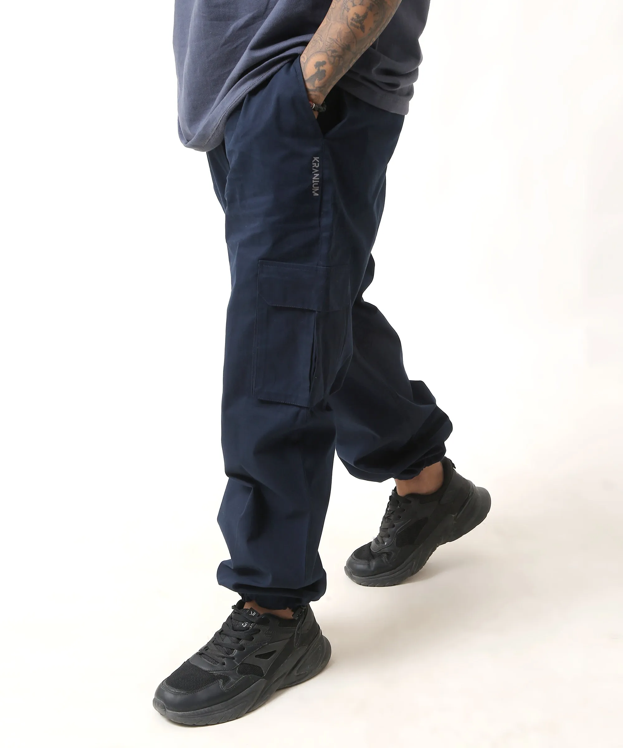 Indigo Cargo Parachute Pants