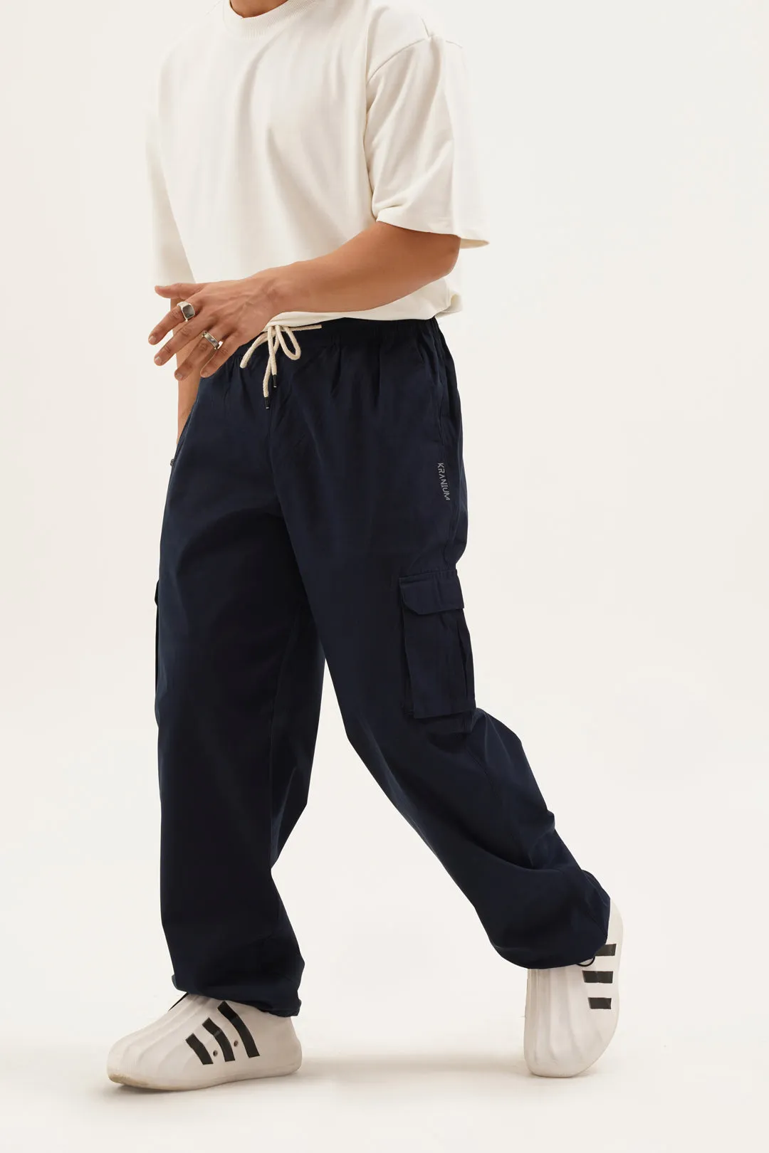 Indigo Cargo Parachute Pants