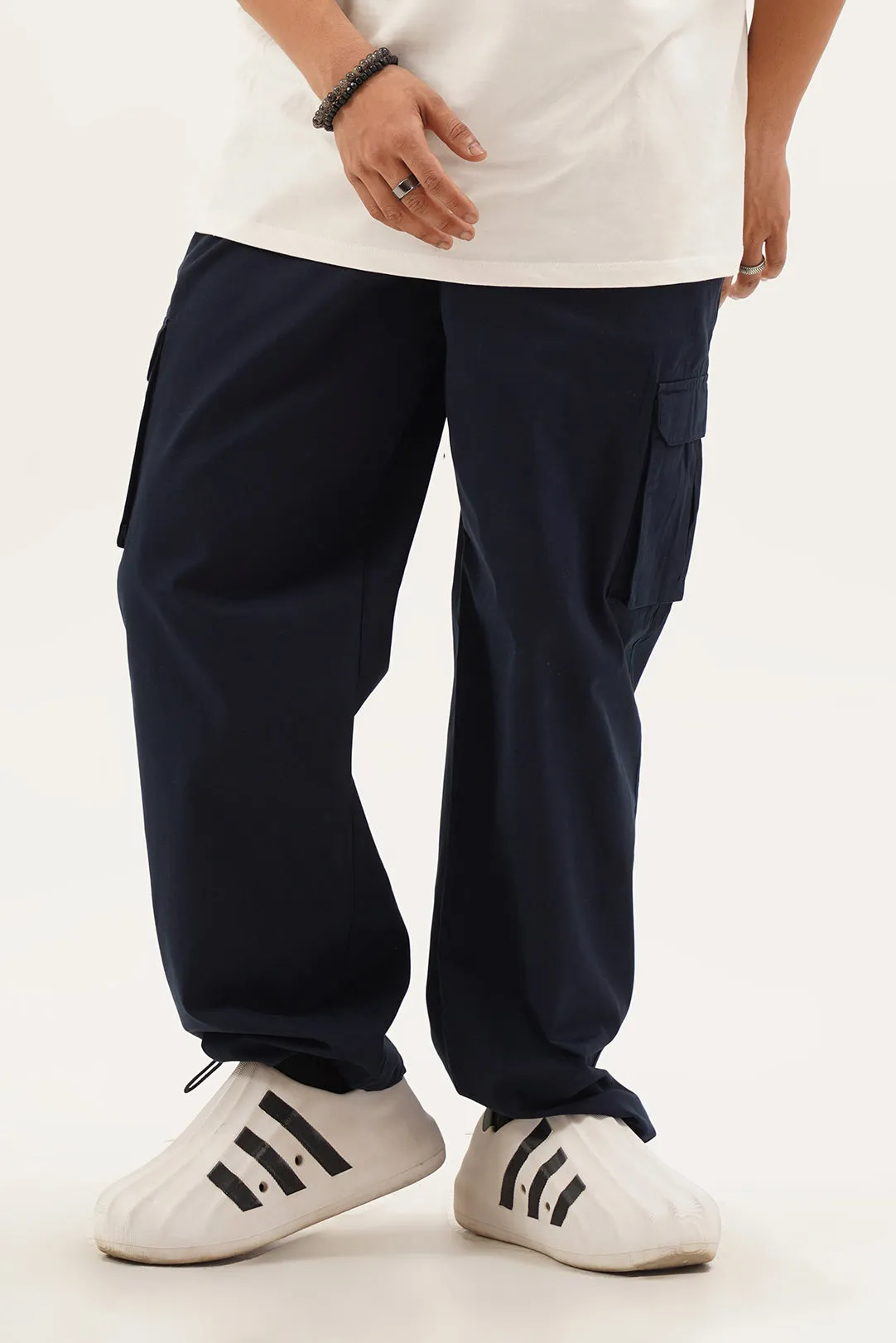 Indigo Cargo Parachute Pants