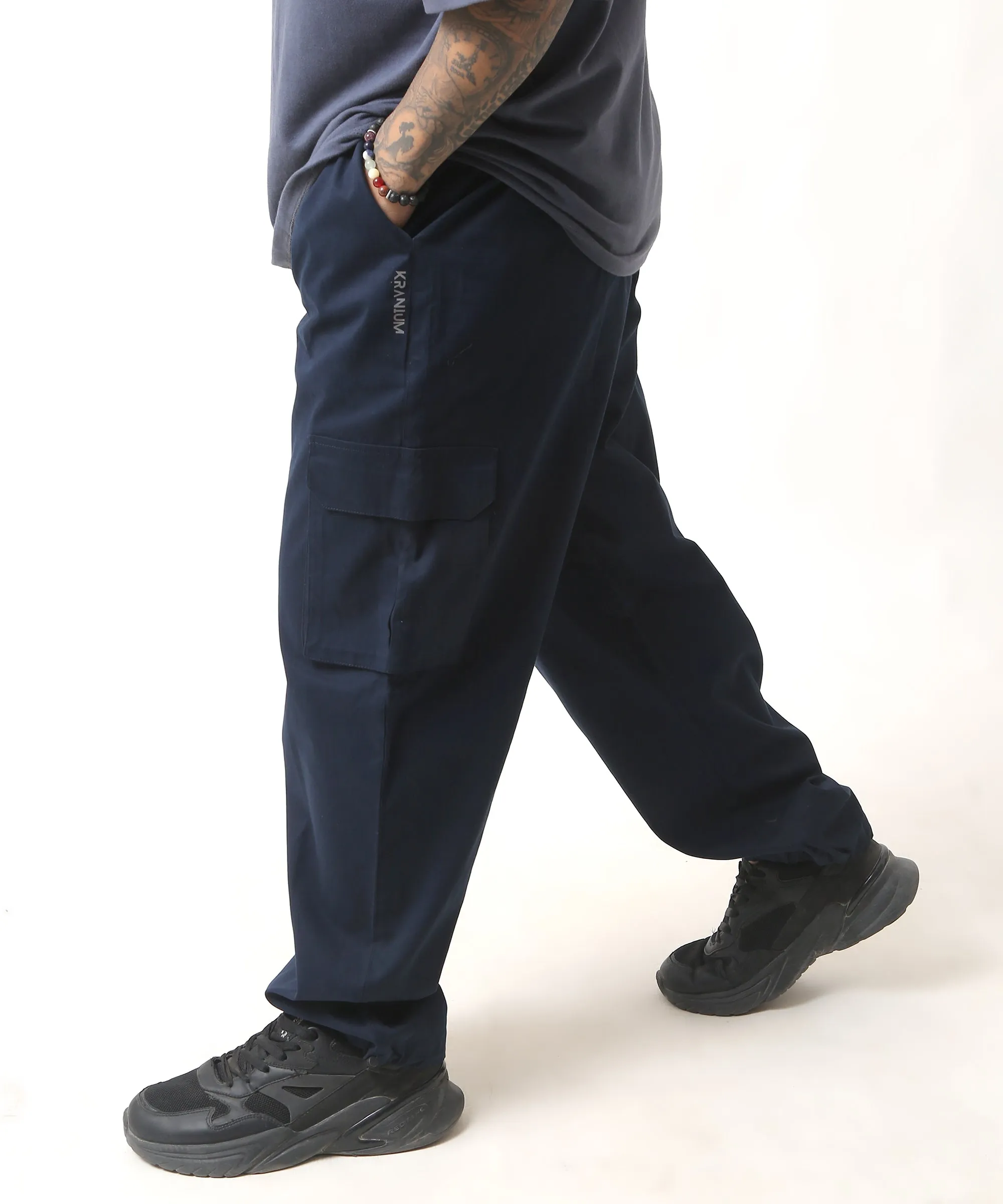 Indigo Cargo Parachute Pants