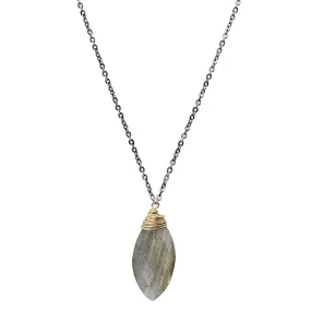 J & I Labradorite Marquise Pendant Necklace