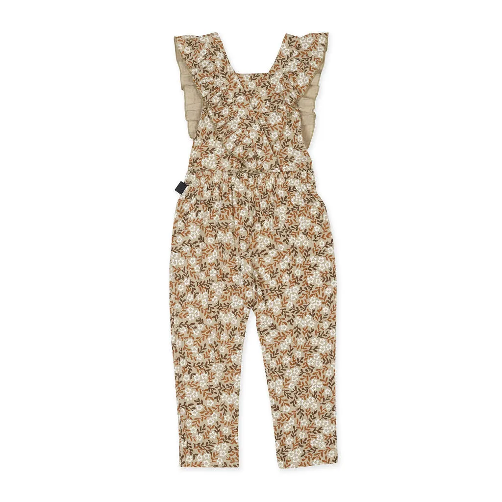 Kapow Vintage Floral Ruffle Dungarees