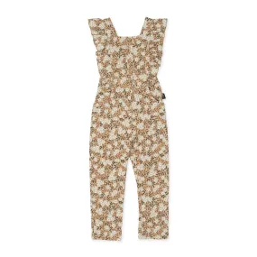 Kapow Vintage Floral Ruffle Dungarees