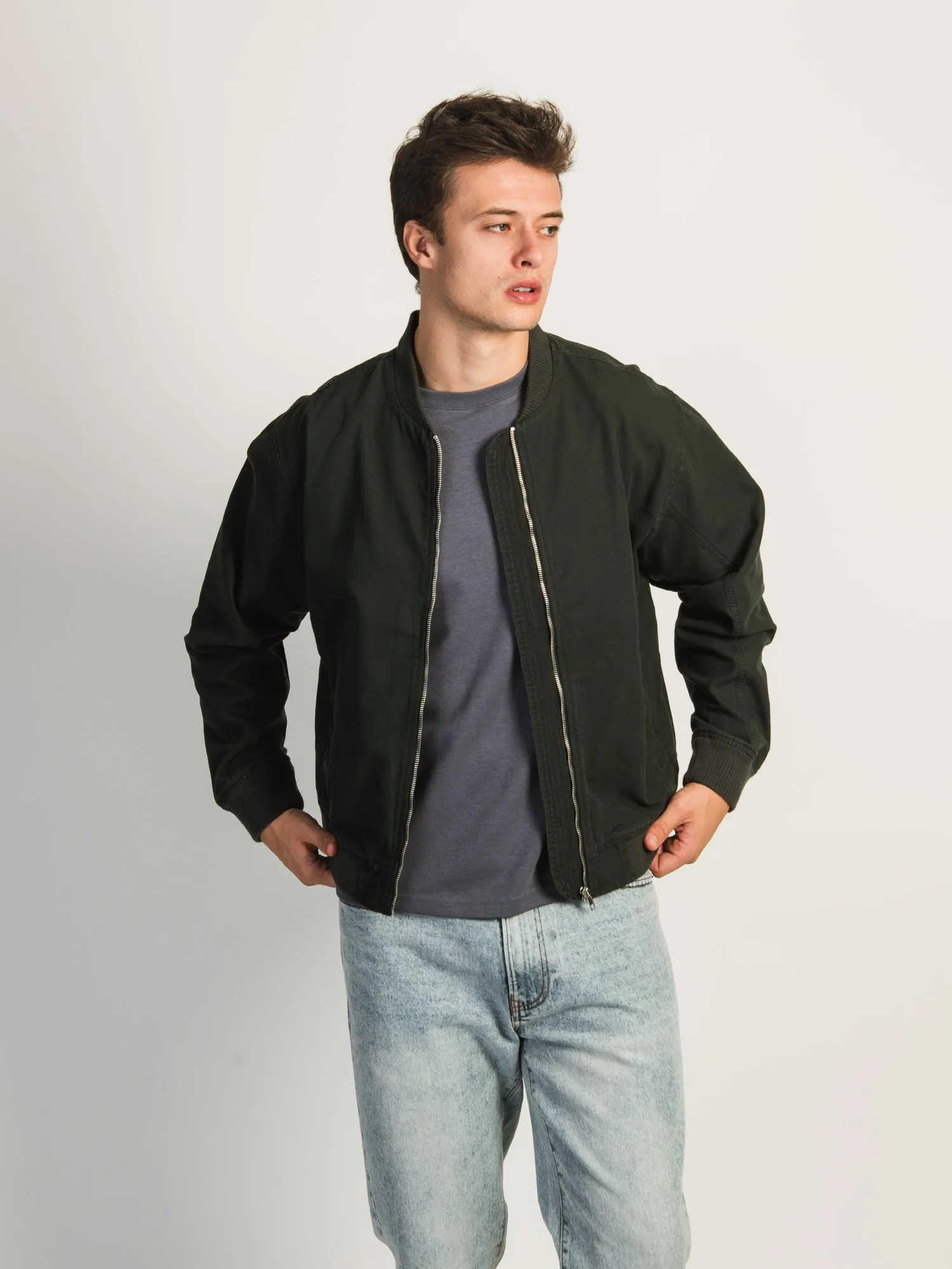 KOLBY CANVAS BOMBER - BLACK