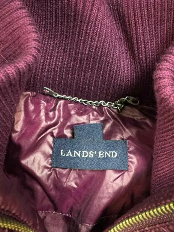 LANDS END NWT! WATER RESISTANT 600 FILL DOWN PARKA WINE JACKET  SIZE L