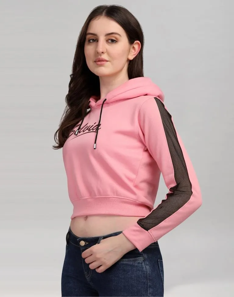 Light Pink Coloured Cotton Fleece Blend Plain Hoodie