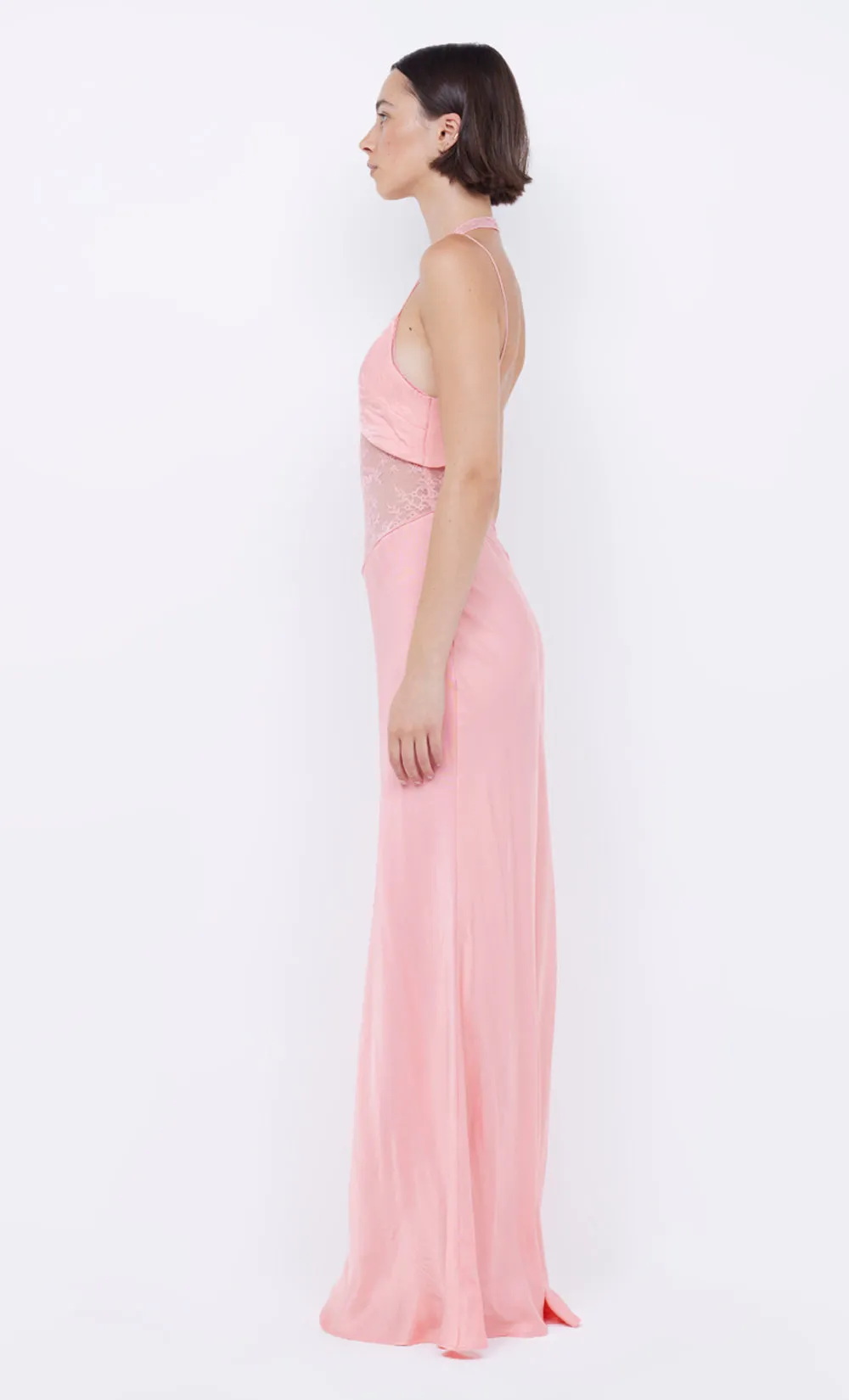 LIV HALTER MAXI DRESS - PINK SHERBET