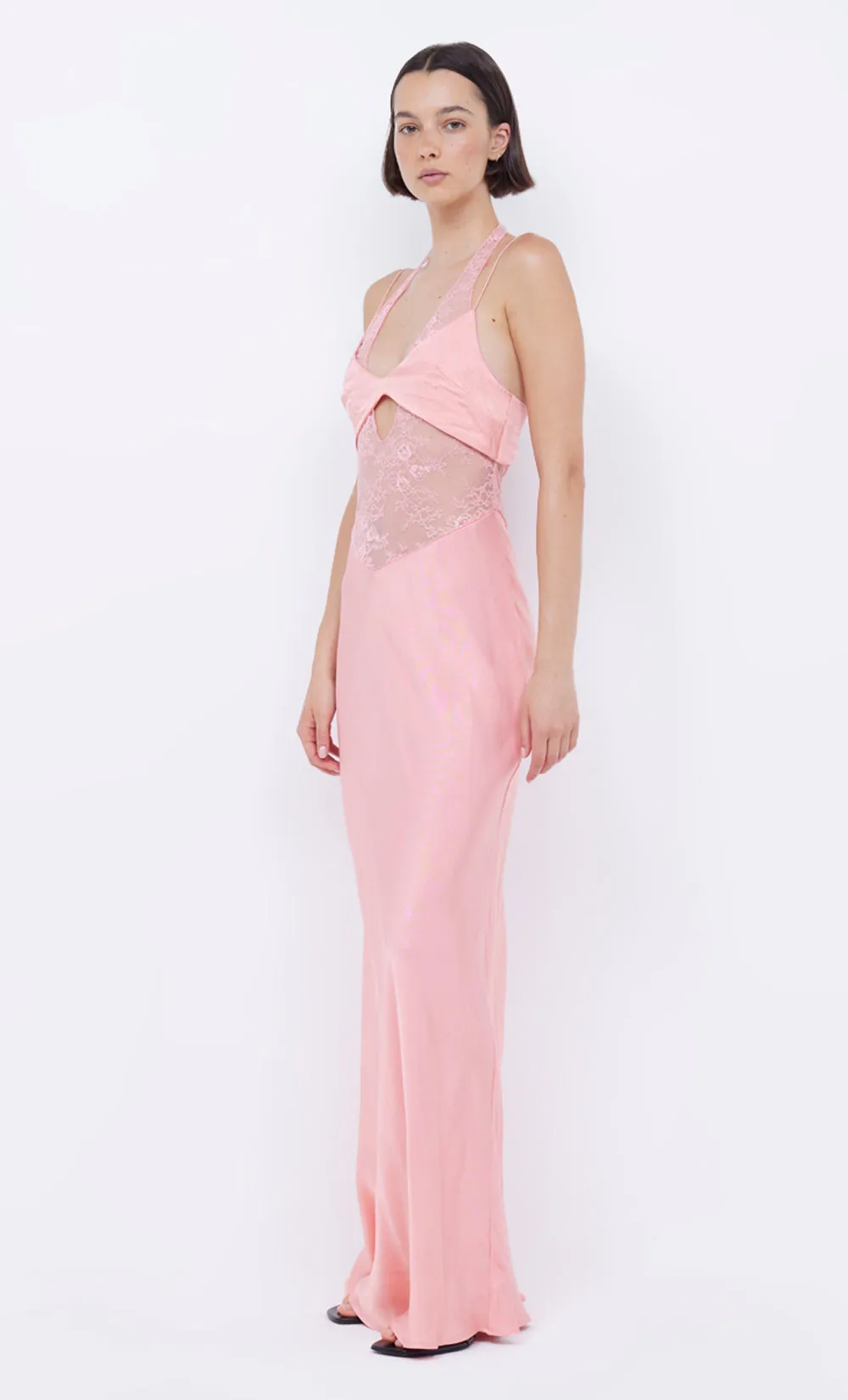 LIV HALTER MAXI DRESS - PINK SHERBET